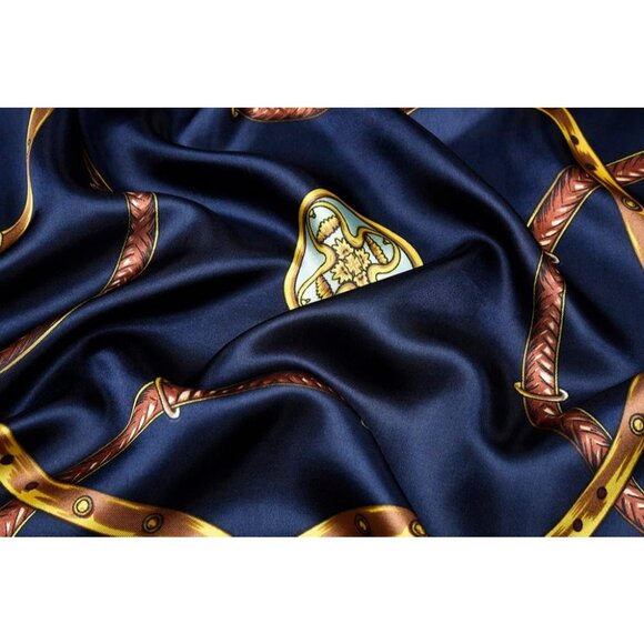 🆕 Women Blue Square Hair Scarf Silk Curly Headband Tie Sleeping Night Fashion - Picture 5 of 6